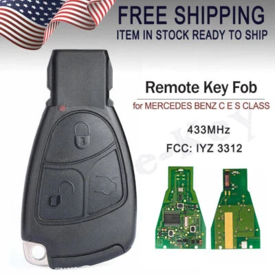 Replacement for MERCEDES BENZ C E S CLASS Smart Remote Key Fob 3button IYZ 3312 - Image 1 of 4