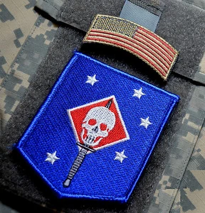 KANDAHAR JSOC USMC FORCE RECON SP OPS vêlkrö PATCH: MARSOC RAIDERS + US FLAG - Picture 1 of 12