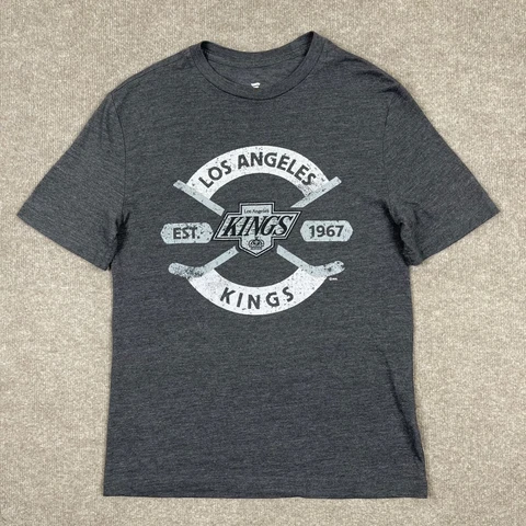 LA Kings Shirt Men Size S Gray Short Sleeve Playoffs NHL Hockey Adults Fanatics Cover