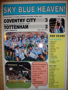 Coventry City 3 Tottenham Hotspur 2 - 1987 FA Cup final - souvenir print - Photo 1/1
