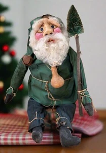 "Bambola di Babbo Natale scolpita a mano negli Stati Uniti primitiva fatta a mano 17" - Foto 1 di 4