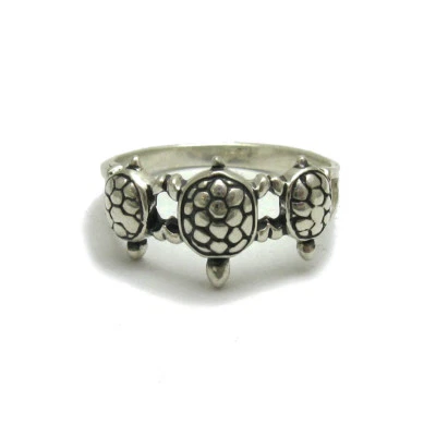 Handmade Sterling Silver Women's Ring Three Turtles Hallmarked 925 Nickel Free - Image 1 of 4