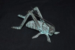 GARDENER"S Solid Brass Good Luck Cricket Grasshopper Verdigris Finish NEW - Picture 1 of 11