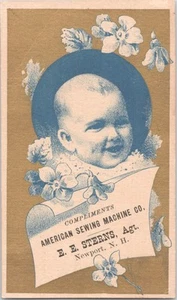 American Sewing Machine Co - E.E. Sterns Newport, NH - Victorian Trade Card - Picture 1 of 2