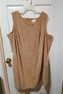 Cato Damen-Wildlederimitat hellbraun ärmelloses Kleid knielang Reißverschluss hinten Größe 26 neu ohne Etikett  - Bild 1 von 8