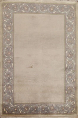 Alfombra nepalí de lana con bordes 3x5 pies anudada a mano alfombra moderna lisa alfombra vestíbulo Foto 1 de 4