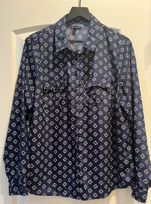 Gap Womens Size XL Navy Blue & White Flowy Collared Button Down With Pockets EUC - Image 1 of 4
