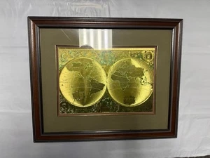 Arte de pared estilo vintage lámina dorada atlas enmarcado 22x19 "Nova Totivs..." - Imagen 1 de 5