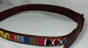 Cinturón De Colección Tejido a Mano Cuero Arte Tradicional Guatemalteco Multicolor Textil Leer - Imagen 1 de 11