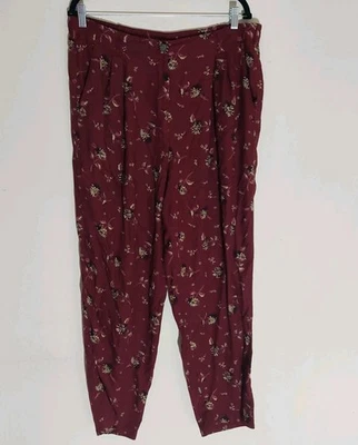 Pantalones holgados florales vintage años 90 Woolrich borgoña plisados para mujer 35x28 Foto 1 de 4