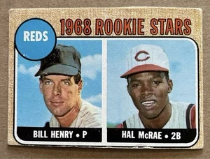 1968 Topps Baseball Card Cincinnati Reds Rookie Stars Bill Henry Hal McRae #384 - Picture 1 of 2
