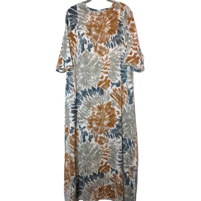 Maxi Vestido Vintage Tie-Dye Caftán 2XL Boho Hippie Tonos Tierra Festival Salón Foto 1 de 4
