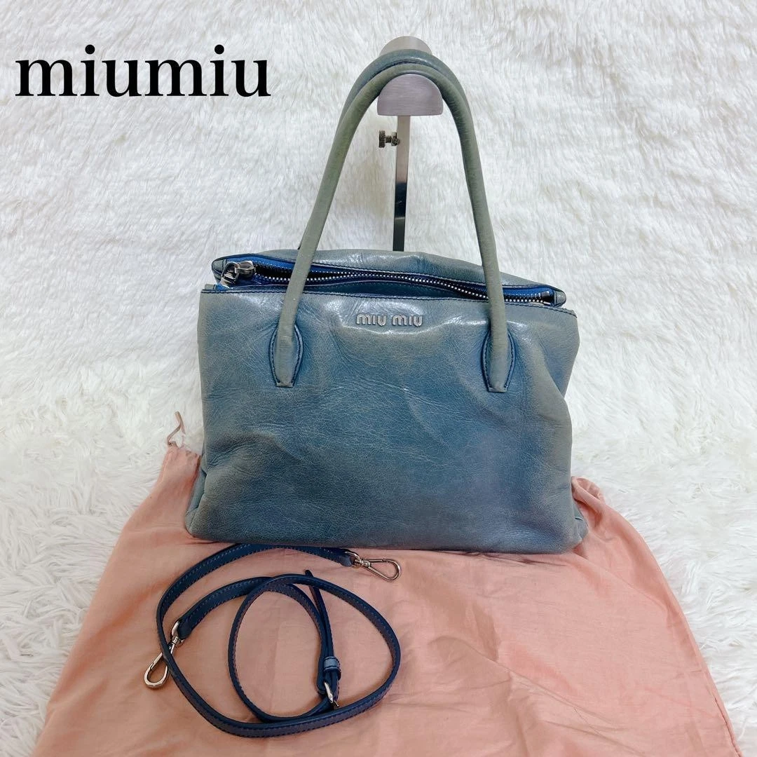 Blue Leather Exterior Miu Miu Bags & Handbags for Women for sale