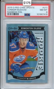2015 OPC Update Rainbow Foil #U11 Connor McDavid RC PSA 8 Oilers Rookie - Picture 1 of 2