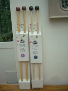 (d) Wooden DMC new knitting needles hand painted sizes 6&8 - Picture 1 of 9