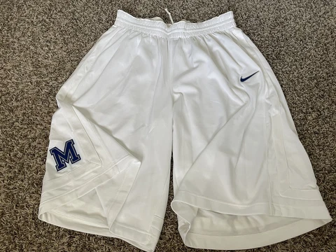 NIKE Memphis Tigers Basketball Team Issued White Blue Shorts sz.40+4 Length Cover
