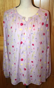 LOFT Outlet Women's Lavender Long Sleeve Floral Blouse Size XL *EUC* - Picture 1 of 3