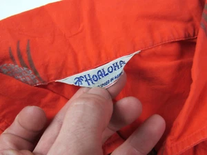 Vtg 1950's Hoaloha Coconut Button Hawaiian Shirt Sz M Aloha Neck Loop Cotton 50s - Picture 1 of 14