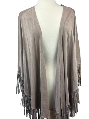 Envoltura con flecos Ruana de gamuza sintética mercado negro de la Casa Blanca OS Foto 1 de 3