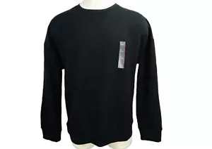 All in Motion Mens Activewear Crewneck Soft Fleece Sweatshirt, Black Long Sleeve - Picture 1 of 7