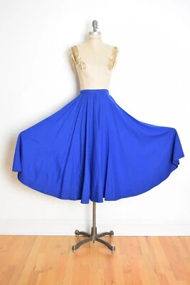 Falda vintage años 80 azul lana punto jersey cintura alta extra completa falda midi XS S Foto 1 de 4