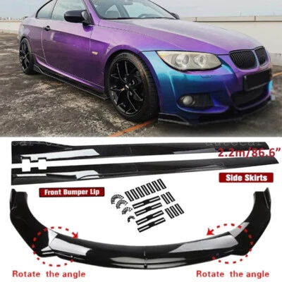 For BMW 5 Series E60 Front Bumper Lip Splitter Body Kit +Side Skirts Glossy Foto 1 de 4