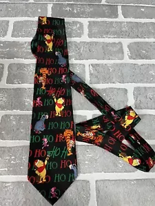 Christmas Tie Winnie The Pooh Mens Silk Tie Ho Ho Ho Print - Picture 1 of 3