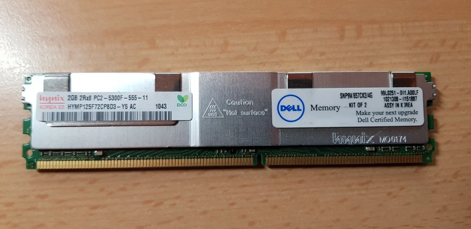 4GB Set 2 x 2GB Hynix HYMP125F72CP8D3-Y5 AC PC2-5300F DDR2 ECC Server Memory RAM - Bild 1 von 1