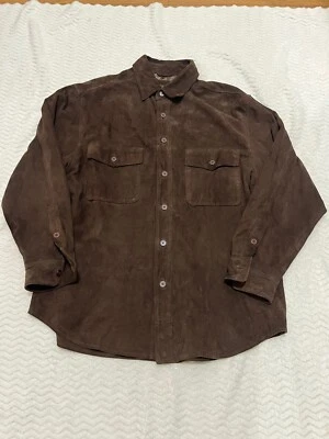 Vtg Harold Powell Mens L Brown Suede Chore Jacket Button Front Two Button Sleeve - Image 1 of 4