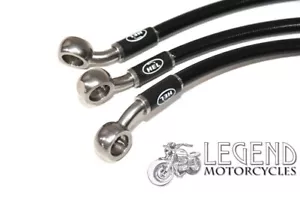 Yamaha RD350LC HEL STD Front Brake Hose Kit BLACK Braided Lines - Picture 1 of 6