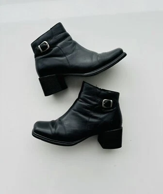 Botas Predictions Cuero Negro Bloque al Tobillo Mujer US 5.5 Motociclista Gótico Rockabilly Foto 1 de 4