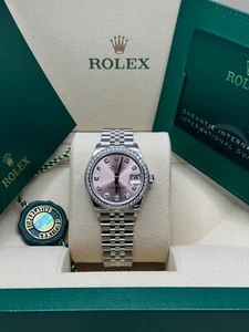 Rolex Datejust 31 NEW 2024 Pink Diamond Dial Diamond Bezel Steel Jubilee - Picture 1 of 9