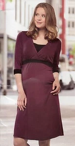 Gorgeous Wine Colour Maternity Dress V-neck Pregnancy Clothing Size 10 - Picture 1 of 1