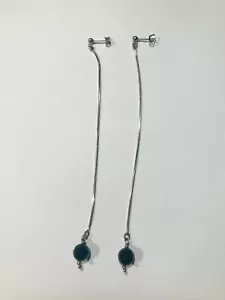 Orecchini pendenti con Onice diametro 8mm Argento 925 catenella fashion earrings - Foto 1 di 3
