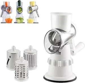 Rotary Vegetable Cutter 3-in-1 Manual Food Grater Slicer Shredder for Fruits - Picture 1 of 8