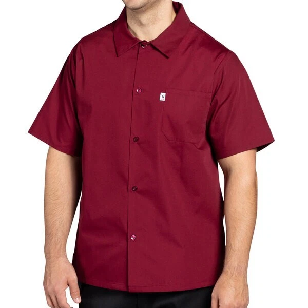 Uncommon Threads 0920 Burgundy Classic Short Sleeve Cook Shirt XL - Image 1 of 1