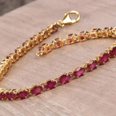Natural African Ruby Tennis Bracelet, Ruby Gemstone Jewelry For Women Gifting - Image 1 of 3