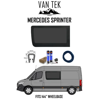 Mercedes Sprinter 144 DRIVER Side Solid Window FIT KIT AND U TRIM 2018 - 23 - Image 1 of 4