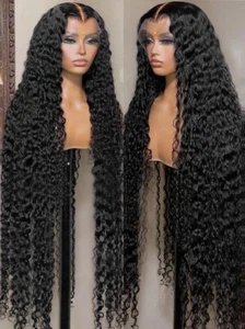 Peluca frontal de encaje HD 13x6 250 % pelucas rizadas cabello humano 100 % onda profunda peluca brasileña - Imagen 1 de 23