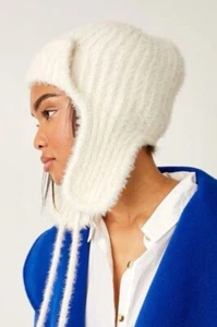 Free People NWT Timber Fuzzy Knit Trapper Hat, Cream, $38, One Size - Picture 1 of 10