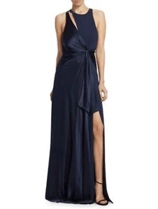 Cinq a Sept Clemence Neck Detail Gown In Navy Size 4 Silk Blend $795 - Picture 1 of 13