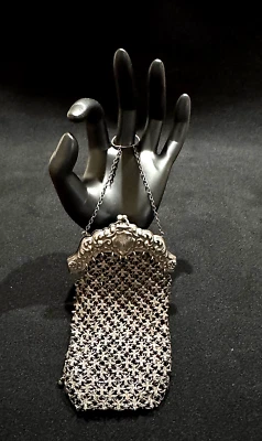 Antique Whiting & Davis Sterling Silver Mesh Purse Art Nouveau 75 Grams - Image 1 of 4