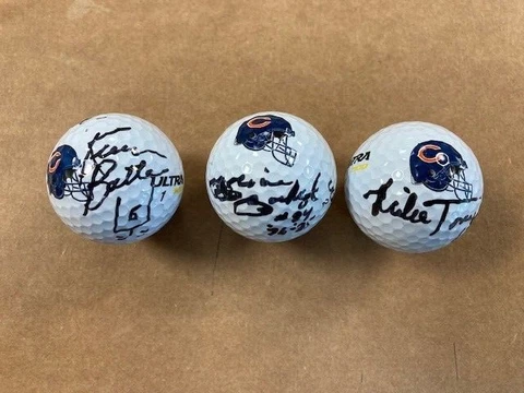 1985 Chicago Bears Signed Golf Ball Lot(3)Kevin Butler,Baschnagel,Mike Tomczak!! Cover