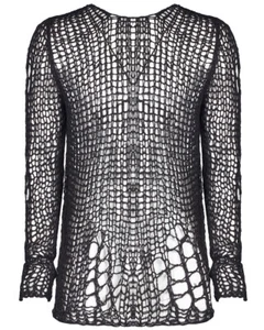 Punk Rave Maglione In Maglia Strappato Da Uomo Nero Goth Grunge Dieselpunk - Picture 1 of 10
