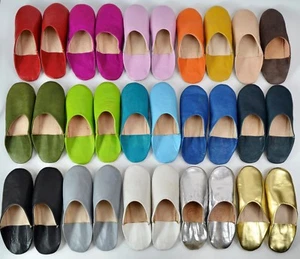 MOROCCAN LEATHER BABOUCHE SLIPPERS SHEEPSKIN SLIDES MULES WOMENS *TARIFFS PAID** - Picture 1 of 216