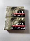 (2) Maxell Vhs-C Tc-30 Hgx-Gold Camcorder Blank Video Cassette Tape - Sealed