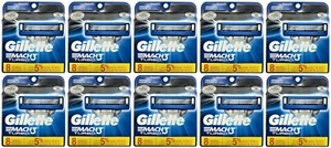 Gillette Mach3 Turbo Razor Blade Cartridges. 8 Count (10 Pack) - Picture 1 of 1
