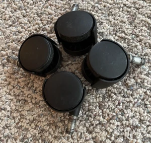 Office Desk Chair 2 inch Replacement Wheels Casters Plastic Lot of 4 - Picture 1 of 4
