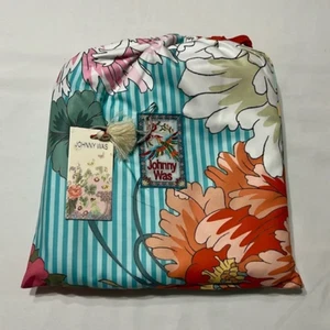 Johnny Was Blue Stripe Leopard Beach Blanket Size 65”x70” Reversible NWT - Picture 1 of 6