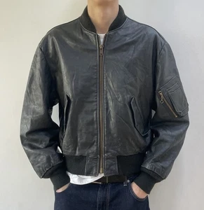 Vintage Men’s Full Leather Schott Bomber MA-1 Jacket 80s/90s Made in USA - Picture 1 of 9